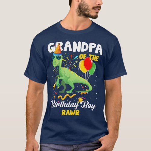 Grandpa of the Birthday Boy Dinosaur Rawr T Rex T_Shirt