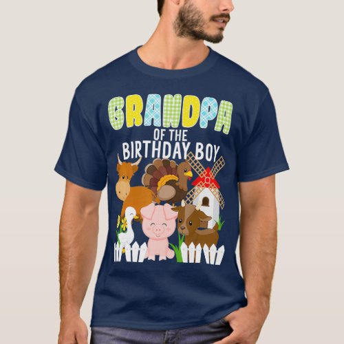 Grandpa Of The Birthday Boy Farm Animals Farm T_Shirt