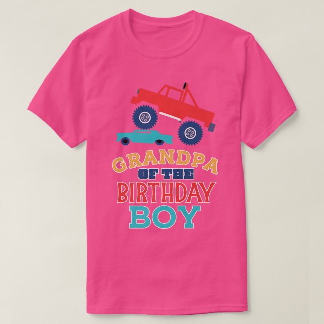 Grandpa Of The Birthday Boy Monster Truck Matching T-Shirt (Design Front)