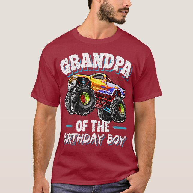 Grandpa of the Birthday Boy Monster Truck Party T-Shirt (Front)