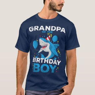 Grandpa of The Birthday Boy Shark Ocean Matching F T-Shirt