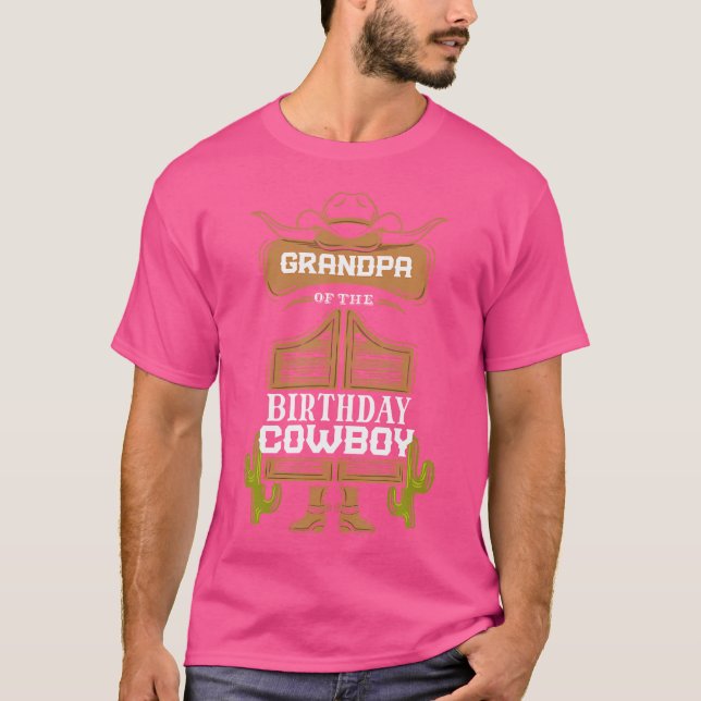 Grandpa Of The Birthday Cowboy Western Rodeo Bday  T-Shirt (Front)