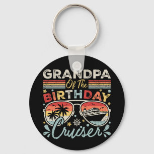 Grandpa of the Birthday Cruiser Vacation Circle Keychain