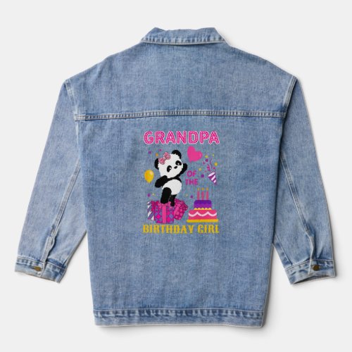 Grandpa Of The Birthday Girl Panda Bear Cute Match Denim Jacket