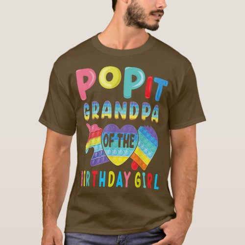 grandpa of the Birthday Girl Pop It Unicorn Birthd T_Shirt
