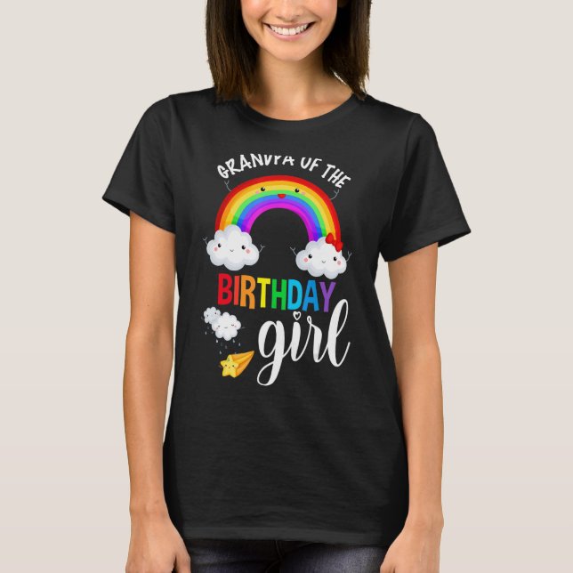 Grandpa of The Birthday Girl Rainbow B-Day Matchin T-Shirt (Front)