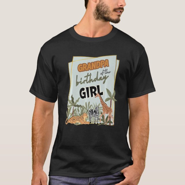 Grandpa Of The Birthday Girl Safari Theme Matching T-Shirt (Front)