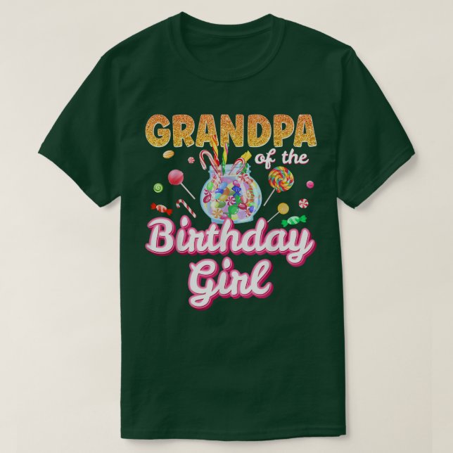 Grandpa Of The Birthday Girls Candy Family Themed  T-Shirt (Design Front)