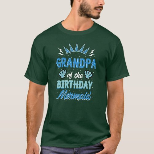 Grandpa of the Birthday Mermaid Party Bday T_Shirt