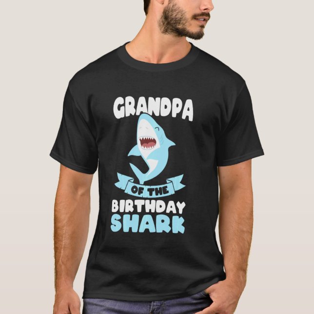 Grandpa Of The Birthday Shark Birthday T-Shirt (Front)