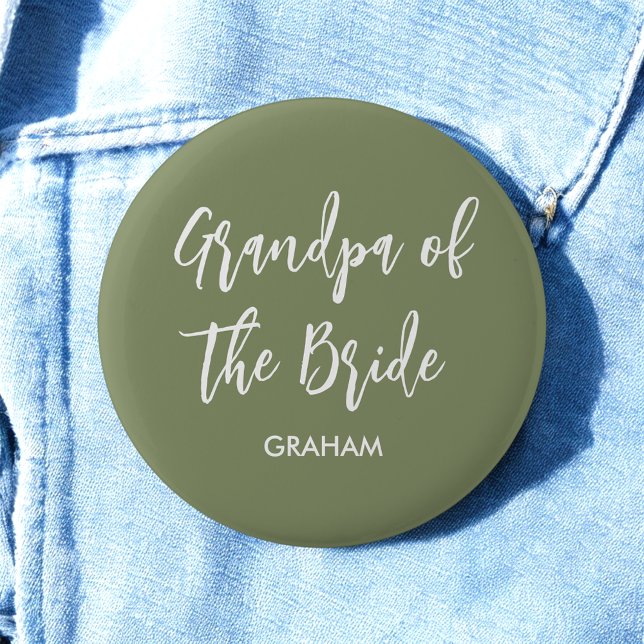 Grandpa of the Bride Sage Green White  Button (Creator Uploaded)