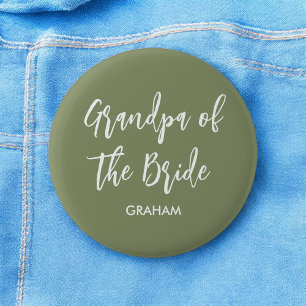 Grandpa of the Bride Sage Green White  Button