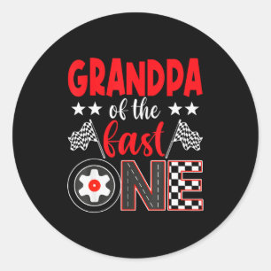 Grandpa Of The Fast One Birthday 1st Race Car Fami Classic Round Sticker