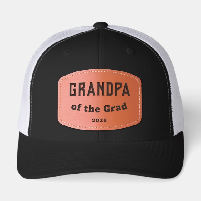 Grandpa of the Grad 2026 Graduation Day Leather Patch Hat (Front)