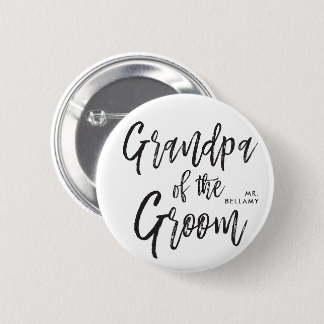 Grandpa of the Groom | Script Wedding Button (Front & Back)