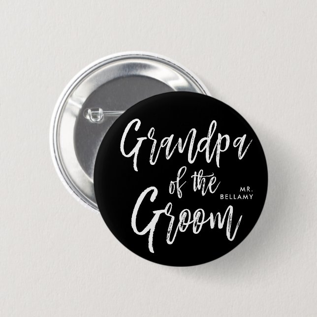 Grandpa of the Groom | Script Wedding Day Button (Front & Back)