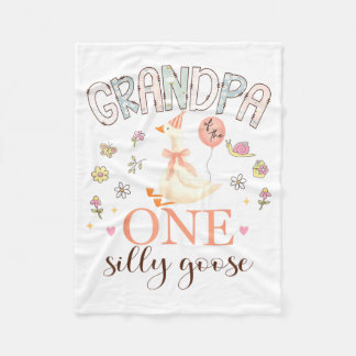 Grandpa of The One Silly Goose 1st Birthday Girl Fleece Blanket