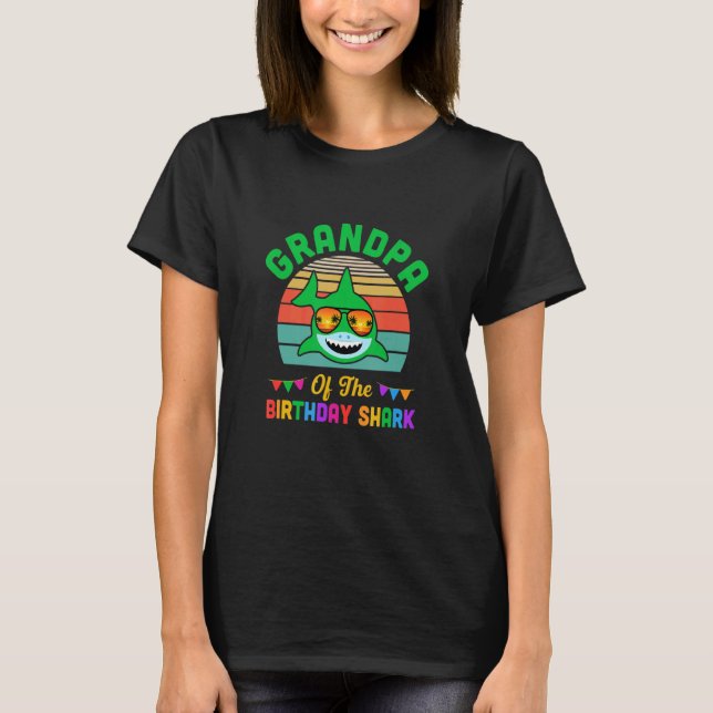Grandpa Of The Shark Birthday Grandpa Matching Fam T-Shirt (Front)