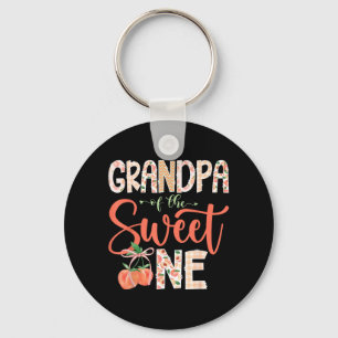 Grandpa of The Sweet One Peach 1st Birthday Girl Keychain