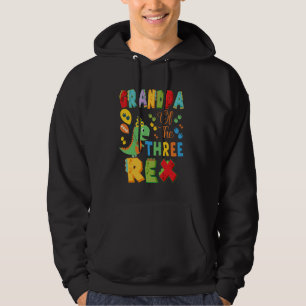 Grandpa Of The Three Rex 3Rd Birthday Boy Dinosaur Hoodie