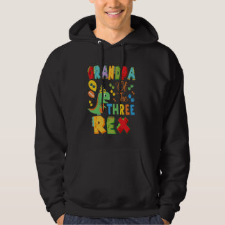 Grandpa Of The Three Rex 3Rd Birthday Boy Dinosaur Hoodie