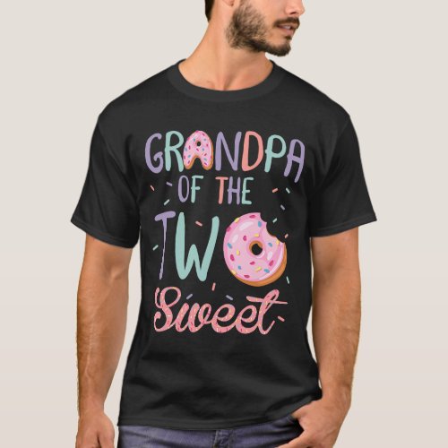 Grandpa of the Two Sweet Birthday Girl Donut Lover T_Shirt