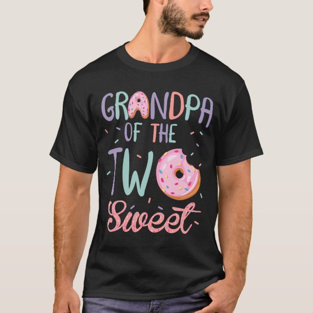 Grandpa of the Two Sweet Birthday Girl Donut Lover T-Shirt (Front)