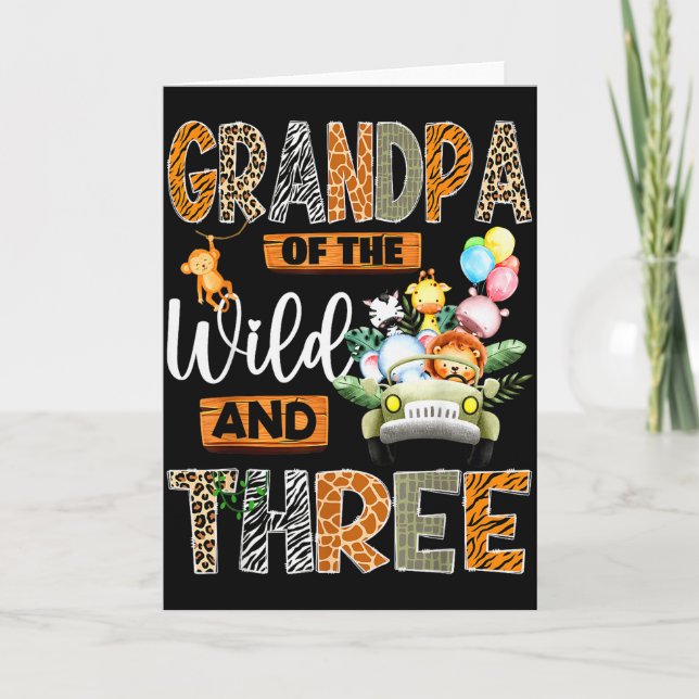 Grandpa Of The Wild And Three 3rd Birthday Boy Saf Card (Front)