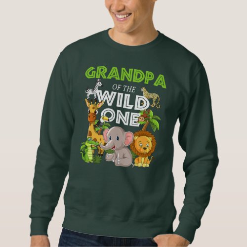 Grandpa of the Wild One Zoo Birthday Safari Sweatshirt