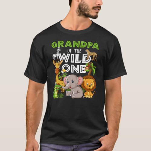 Grandpa of the Wild One Zoo Birthday Safari T_Shirt