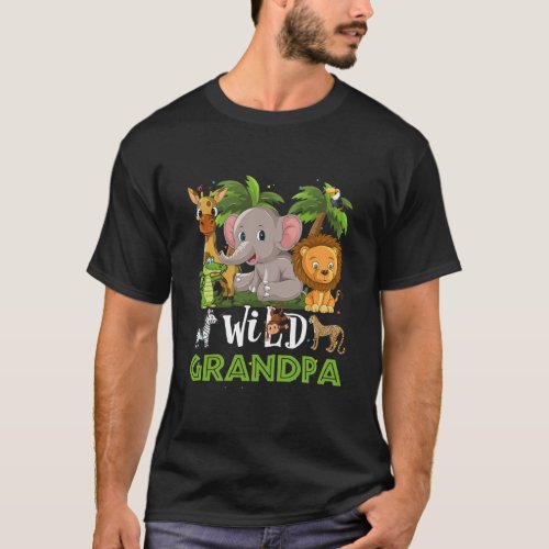 Grandpa of the Wild Zoo Birthday Safari Jungle T_Shirt