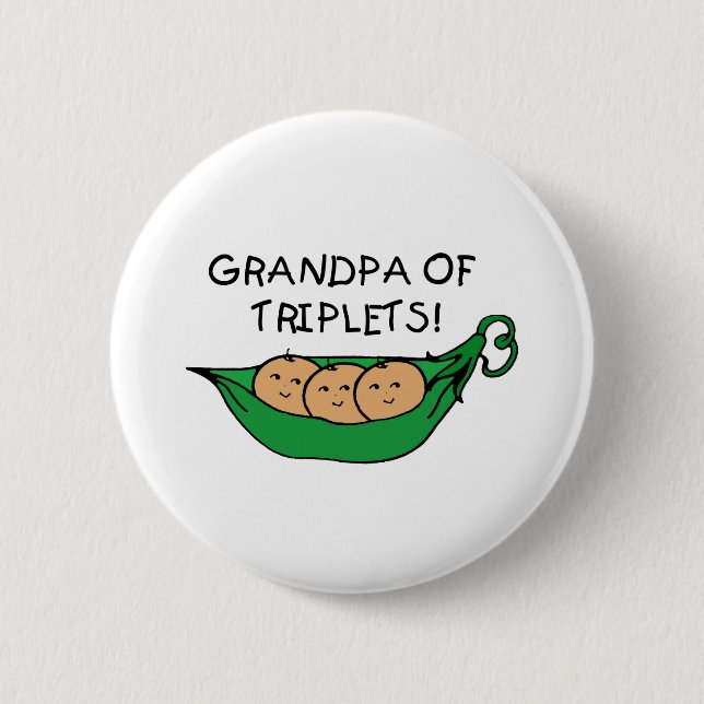 Grandpa of Triplets Pod Pinback Button (Front)