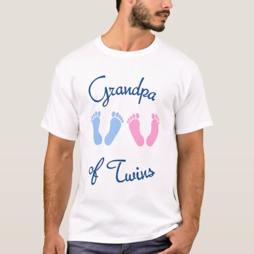 Grandpa of Twin Babies Footprints T_Shirt