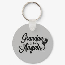 Grandpa of Two Angels Twins Keychain