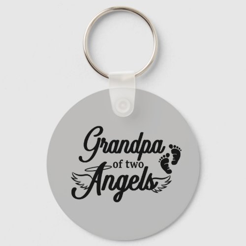 Grandpa of Two Angels Twins Keychain