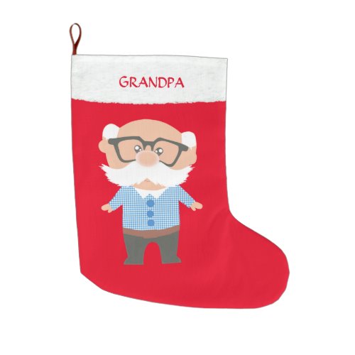 Grandpa on Red Large Christmas Stocking