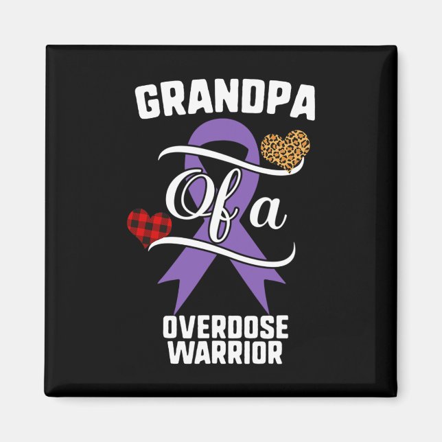 Grandpa Overdose Awareness Leopard Buffalo Plaid F Magnet (Front)