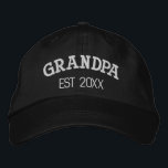 Grandpa Personalized Grandfather Gift Custom Text Embroidered Baseball Cap<br><div class="desc">Celebrate Grandpa in timeless style with this classic embroidered hat featuring the word "Grandpa". Designed for comfort, everyday wear, and meaningful gifting, this embroidered cap is a practical and heartfelt accessory for grandfathers who wear their title with pride. This embroidered grandpa baseball cap makes a thoughtful gift for Father’s Day,...</div>