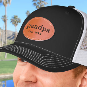 Grandpa Personalized Leather Patch Hat