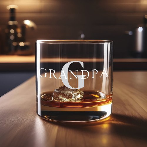 Grandpa Personalized Name Monogram Whiskey Glass
