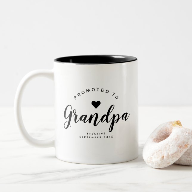 Grandpa | Personalized New Baby Announcement  Two-Tone Coffee Mug (With Donut)