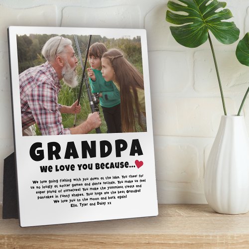 Grandpa Personalized Photo Gift from Kids Plaque