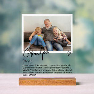 Grandpa Photo and Personalized Noun Description Acrylic Sign