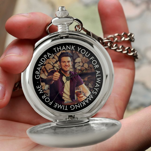 Grandpa Photo and Thank You Message Personalized Pocket Watch (Creator Uploaded)