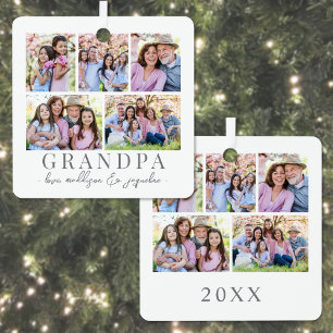 Grandpa Photo Christmas Metal Ornament