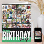 Grandpa Photo Collage 31 Picture Happy Birthday Card<br><div class="desc">Create your own big happy birthday card. The photo template is ready for you to add 31 of your favorite pictures, 30 of which are displayed in square / instagram format in a simple grid style photo collage and the main one is in frameworthy portrait format on the inside. The...</div>