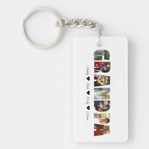 Grandpa Photo Collage Acrylic Keychain 7 Photos