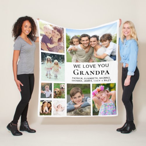 Grandpa Photo Collage Fleece Blanket