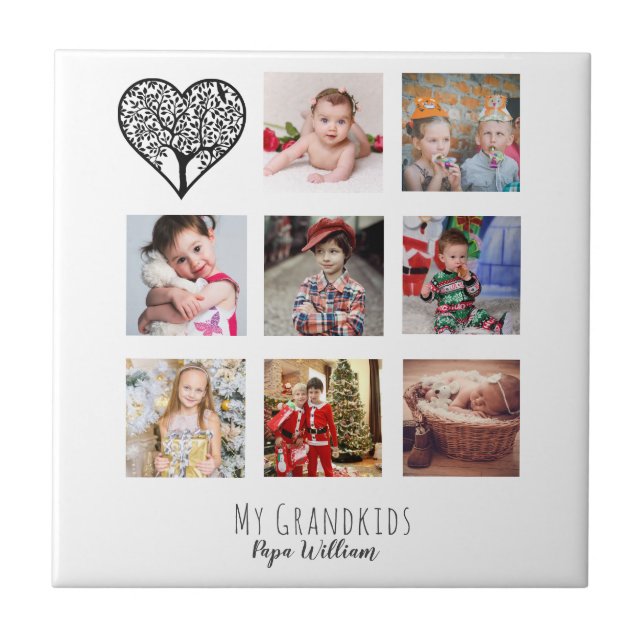 GRANDPA PHOTO COLLAGE GIFT PROUD GRANDAD CERAMIC TILE (Front)