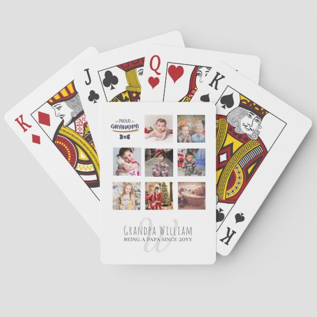 GRANDPA PHOTO COLLAGE GIFT PROUD GRANDAD POKER CARDS (Back)